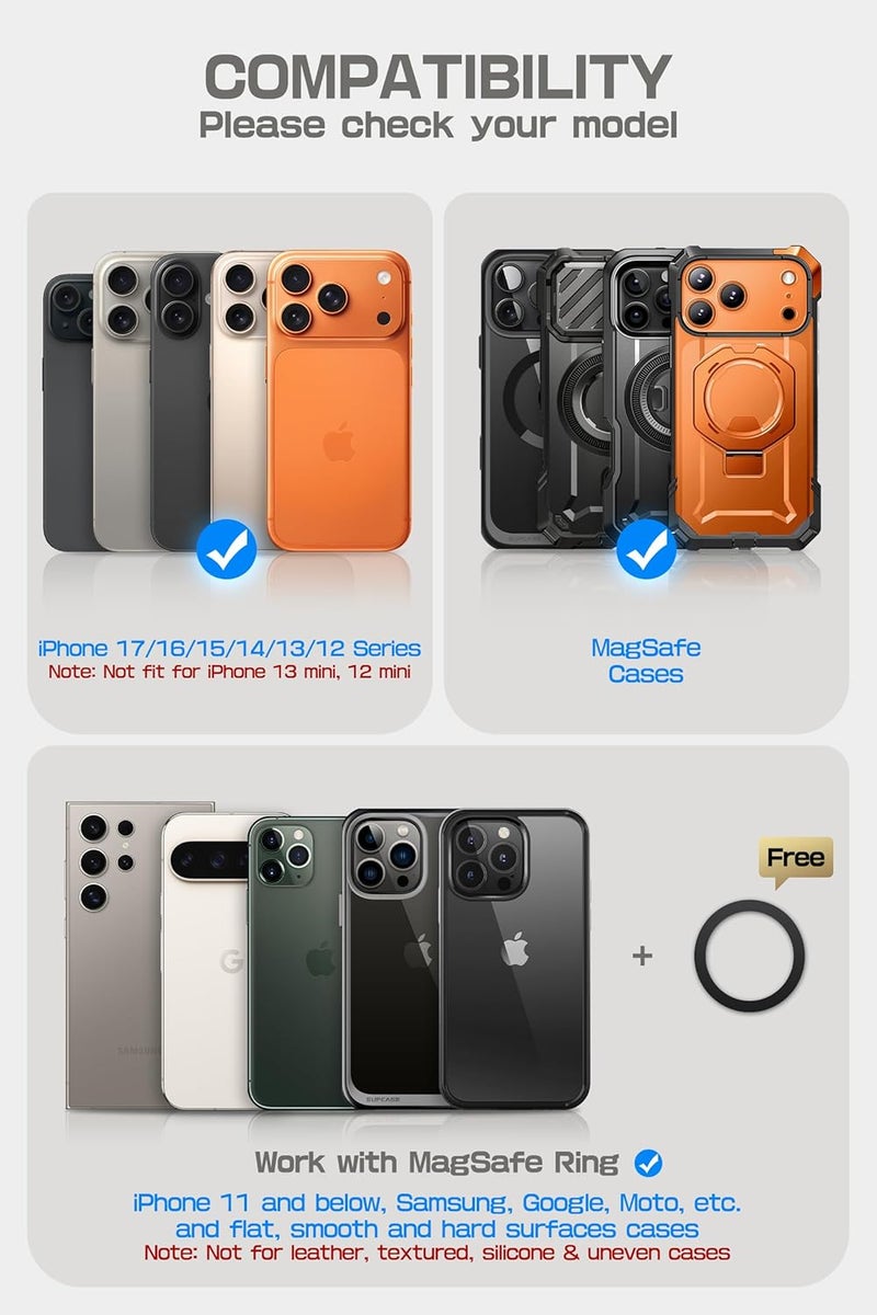 SupCase for MagSafe Wallet with Stand, Magnetic Wallet for Men, [Hold 5 Cards] [Adjustable Stand] [RFID Blocking] Phone Credit Card Holder Tripod for iPhone 17/16/15/14/13/12 Series, Coral - Image 2